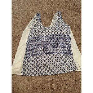 Sam & LaVi Tank Top – White with Light Blue Accents, Size M